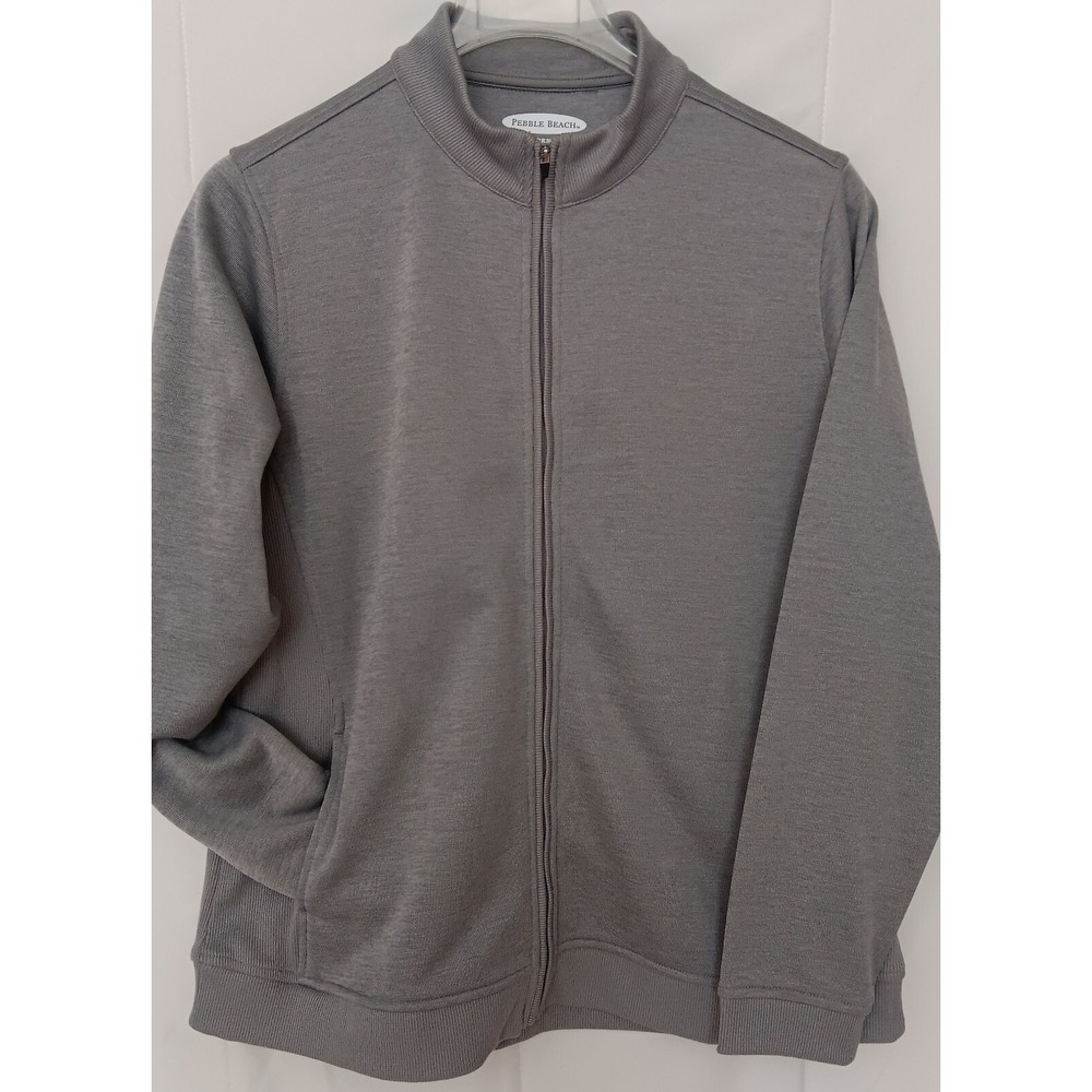PEBBLE BEACH PERFORMANCE Full Zip Men's XL Gray Golf Sweater Soft Knit